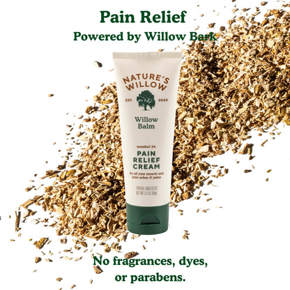 Nature's Willow Willow Balm Natural Pain Relief Cream for Muscles & Joints | Fast-Acting with Willow Bark & Menthol | Free from Artificial Fragrances & Dyes | 1-Pack | 3.5 fl oz - dailyvitalstore