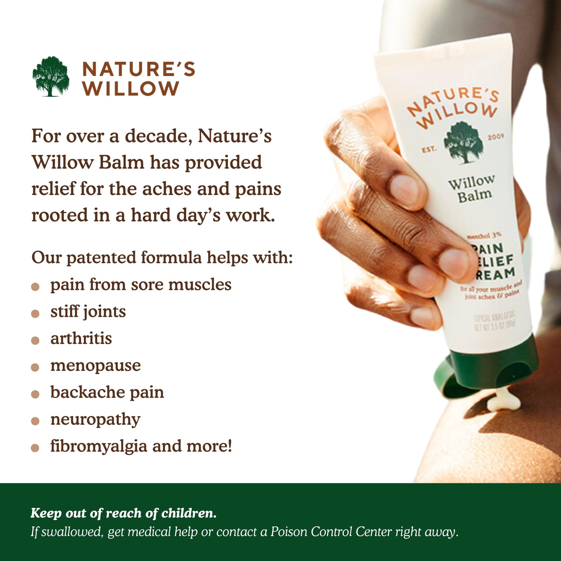 Nature's Willow Willow Balm Natural Pain Relief Cream for Muscles & Joints | Fast-Acting with Willow Bark & Menthol | Free from Artificial Fragrances & Dyes | 6-Pack | 3.5 fl oz - dailyvitalstore