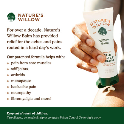 Nature's Willow Willow Balm Natural Pain Relief Cream for Muscles & Joints | Fast-Acting with Willow Bark & Menthol | Free from Artificial Fragrances & Dyes | 6-Pack | 3.5 fl oz - dailyvitalstore