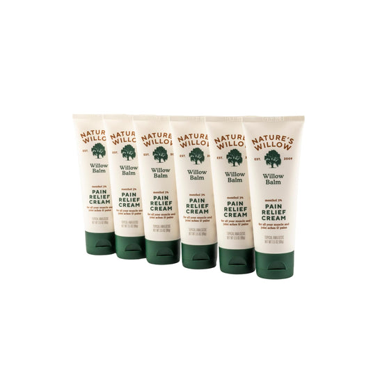 Nature's Willow Willow Balm Natural Pain Relief Cream for Muscles & Joints | Fast-Acting with Willow Bark & Menthol | Free from Artificial Fragrances & Dyes | 6-Pack | 3.5 fl oz - dailyvitalstore