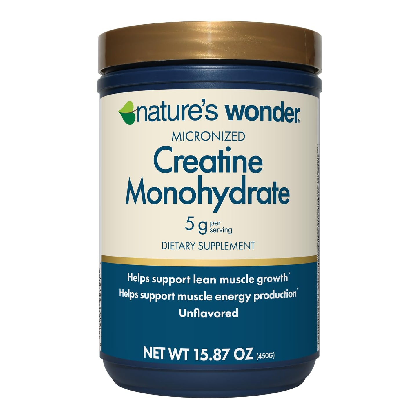 Nature's Wonder Micronized Creatine Monohydrate Powder 5g, Muscle Health, Muscle Energy Production, No Lactose, 5g of Micronized creatine Powder per Serving, 450G, 90 Servings - dailyvitalstore