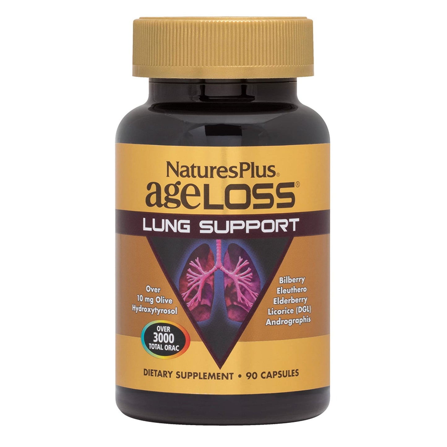 NaturesPlus AgeLoss Lung Support - 90 Capsules - Vegetarian, Gluten Free - 30 Servings - dailyvitalstore