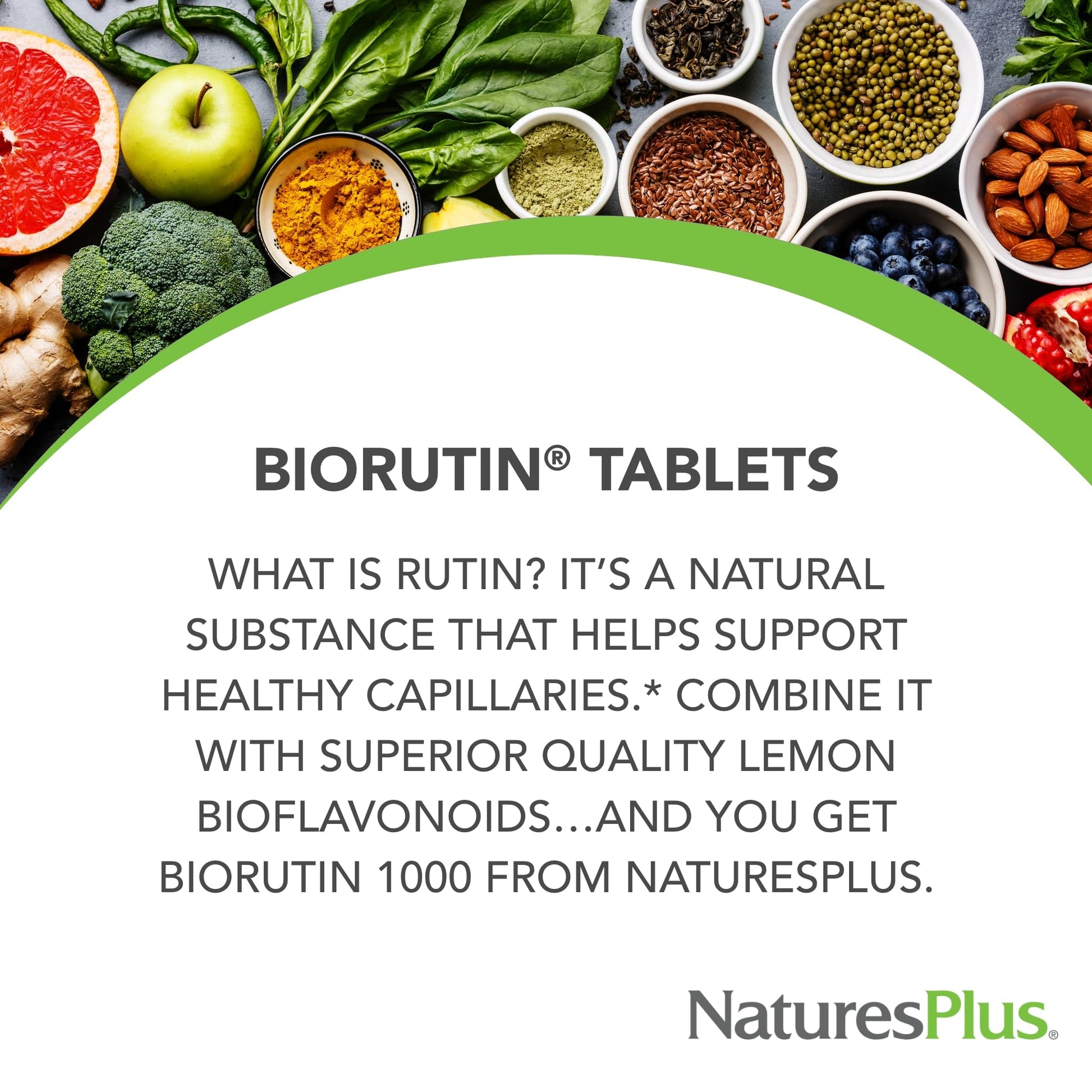NaturesPlus Biorutin 1000 mg - 90 Tablets - Bioflavonoid & Rutin Complex - Supports Vascular Function & Circulation - Vegetarian, Gluten Free - 90 Servings - dailyvitalstore