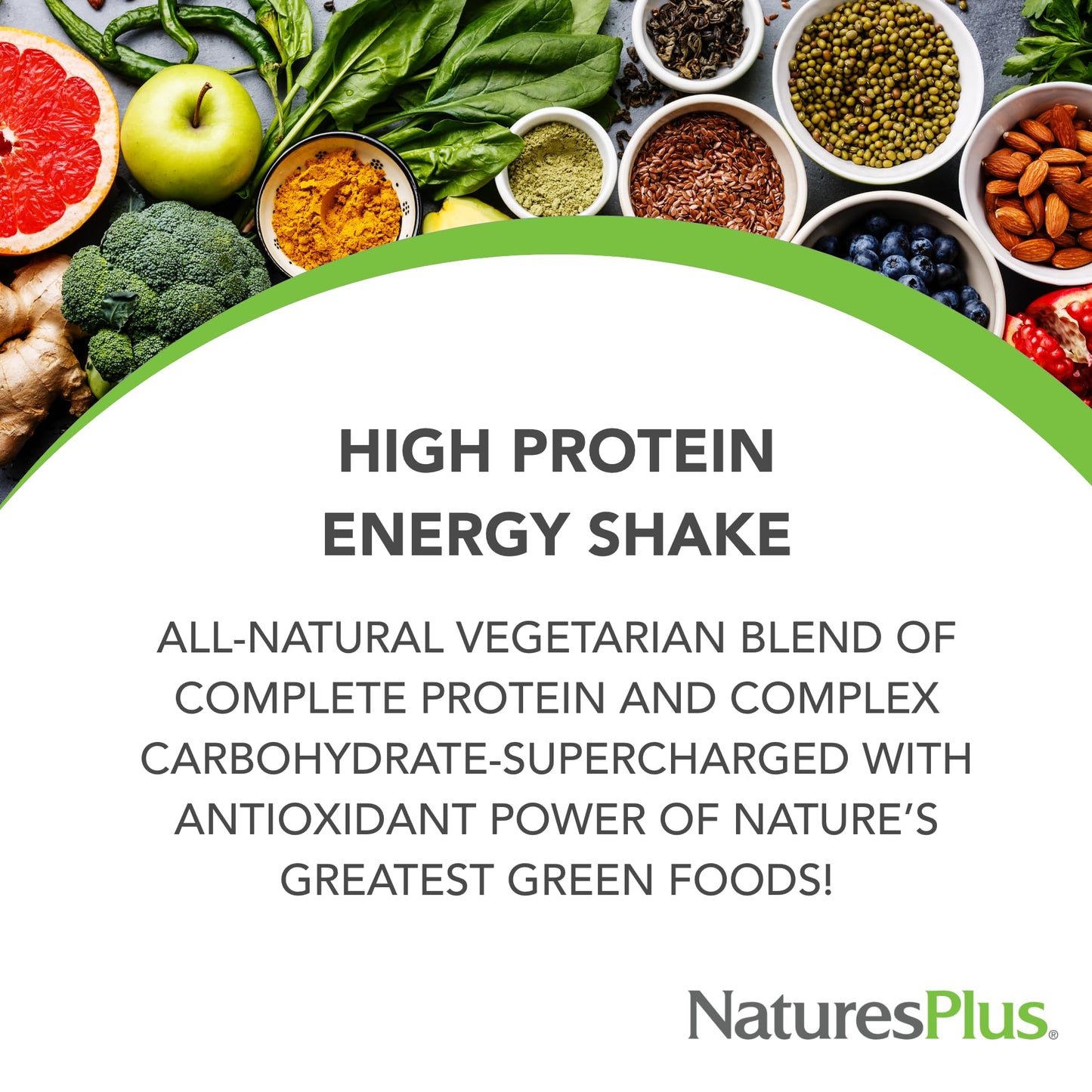 NaturesPlus FRUITEIN Revitalizing Green Foods Shake - 1.3 lbs - Plant-Based Protein (13g/Serving) - Supports Energy & Immune System - Vegetarian, Gluten Free & Non-GMO - 16 Servings - dailyvitalstore