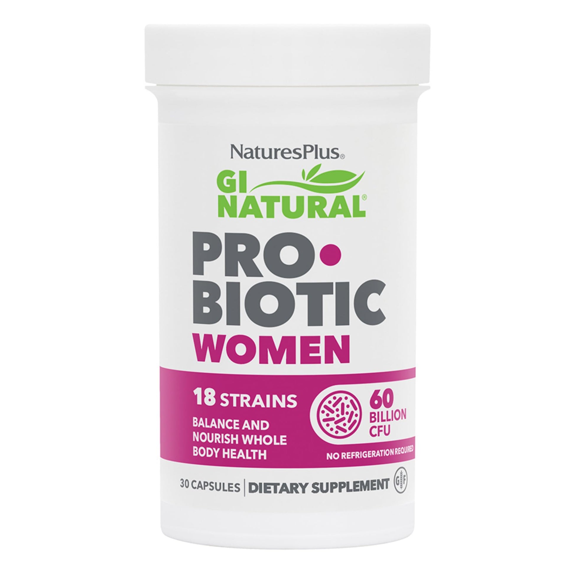 NaturesPlus GI Natural Probiotic Women - 30 Capsules - Digestive & Immune Support, Urinary Tract Health - Includes Cranberry - Gluten Free - 30 Servings - dailyvitalstore