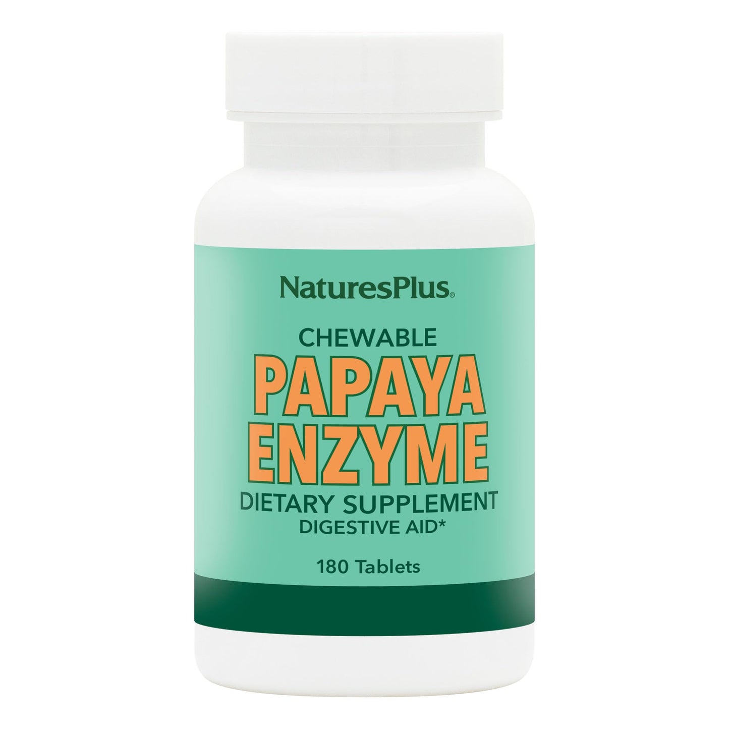 NaturesPlus Papaya Enzyme - 180 Chewable Tablets - Digestive Aid Supplement with Amylase & Protease - Helps Reduce Gas, Bloating, Stomach Upset & Discomfort - Vegan, Gluten Free - 180 Servings - dailyvitalstore