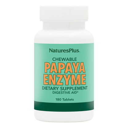 NaturesPlus Papaya Enzyme - 180 Chewable Tablets - Digestive Aid Supplement with Amylase & Protease - Helps Reduce Gas, Bloating, Stomach Upset & Discomfort - Vegan, Gluten Free - 180 Servings - dailyvitalstore