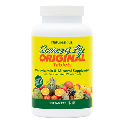NaturesPlus Source of Life - 180 Tablets, Pack of 2 - Multivitamin & Mineral Supplement with Concentrated Whole Foods - Gluten Free, Vegetarian - 120 Total Servings - dailyvitalstore