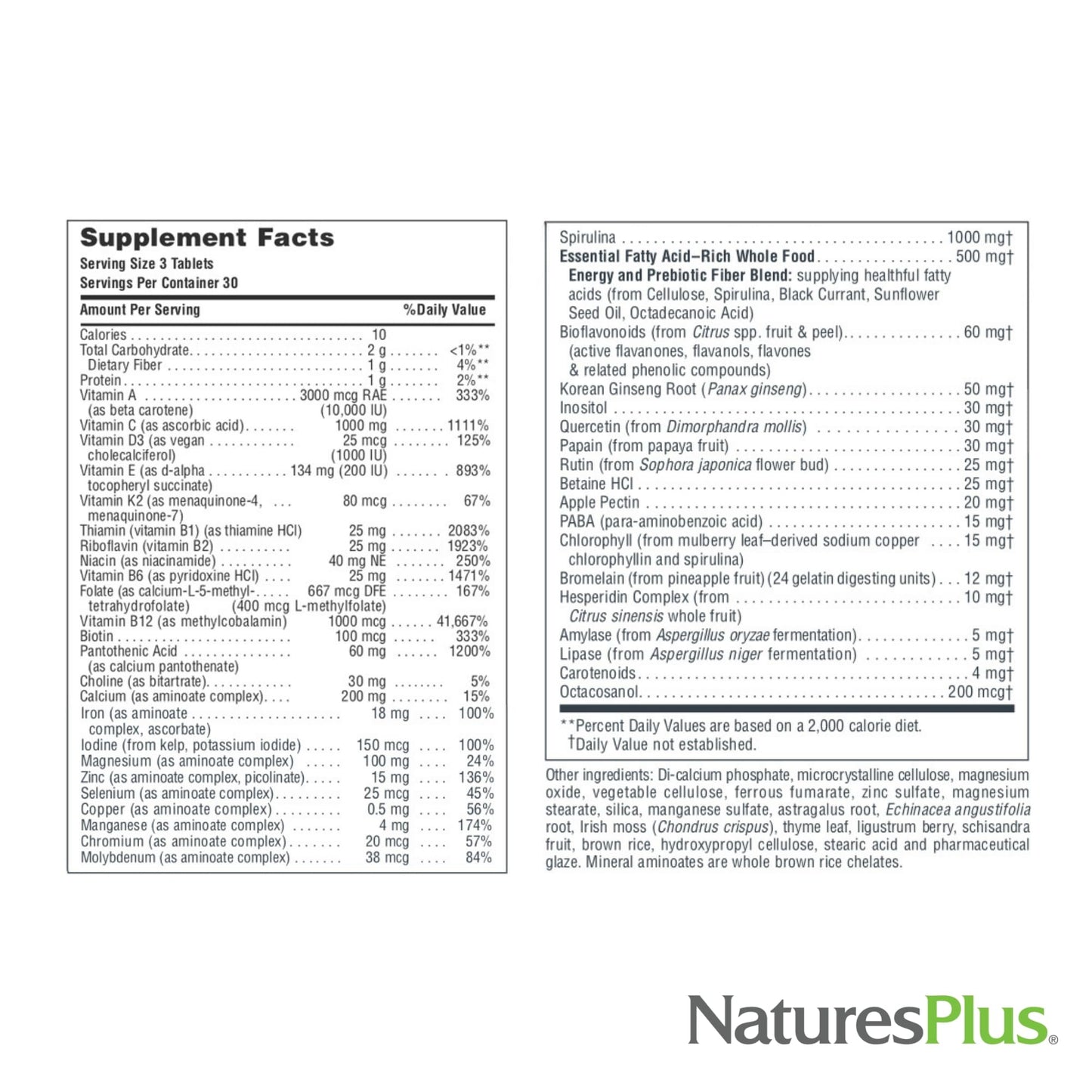 NaturesPlus Source of Life - 90 Tablets - Multivitamin & Mineral Supplement with Concentrated Whole Foods - Gluten Free, Vegetarian - 30 Servings - dailyvitalstore