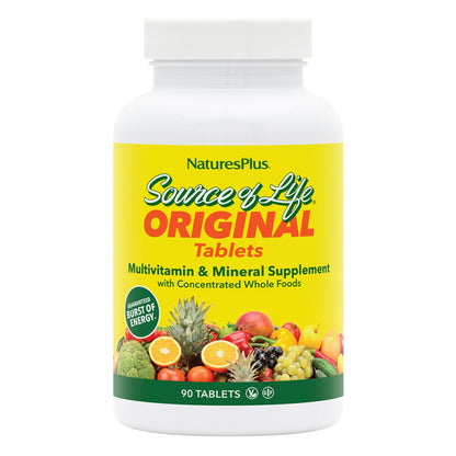 NaturesPlus Source of Life - 90 Tablets - Multivitamin & Mineral Supplement with Concentrated Whole Foods - Gluten Free, Vegetarian - 30 Servings - dailyvitalstore