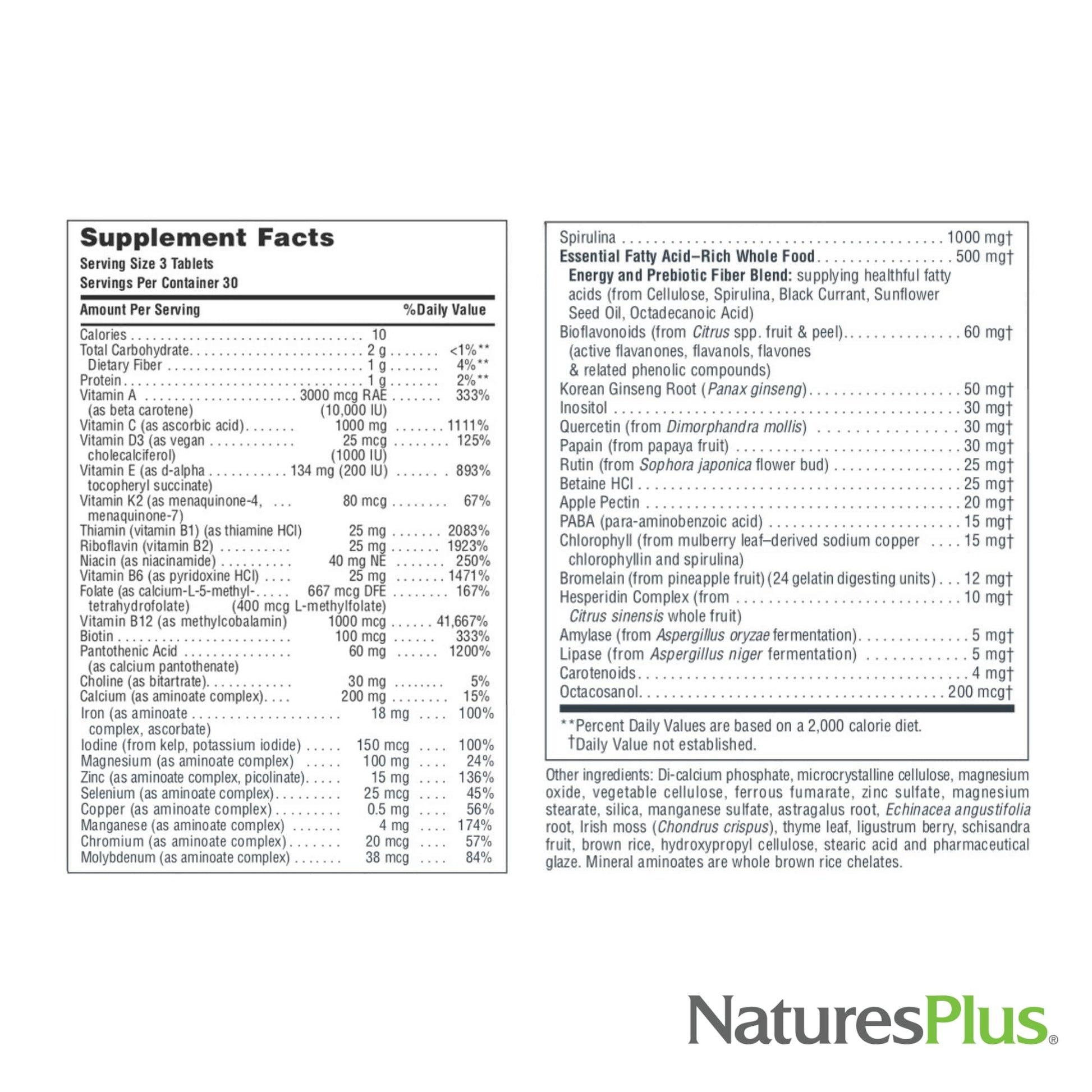 NaturesPlus Source of Life - 90 Tablets - Multivitamin & Mineral Supplement with Concentrated Whole Foods - Gluten Free, Vegetarian - 30 Servings - dailyvitalstore