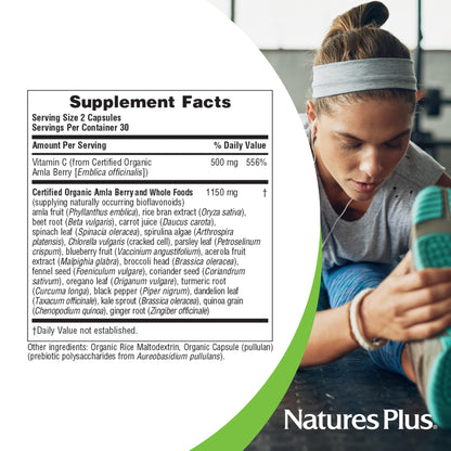 NaturesPlus Source of Life Garden Vitamin C - 60 Capsules - Immune System Support - USDA Certified Organic, Non-GMO, Vegan, Gluten Free - 30 Servings - dailyvitalstore