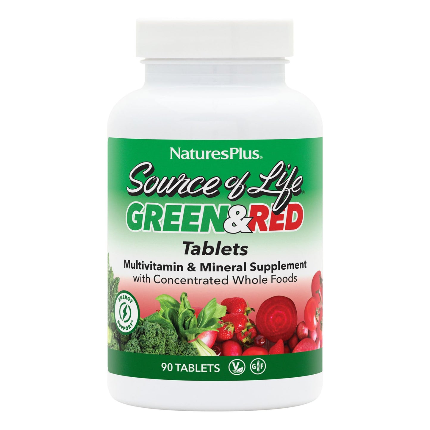 NaturesPlus Source of Life Green & Red Multivitamin - 90 Tablets - with Concentrated Whole Foods - Vegetarian, Gluten Free - 30 Servings - dailyvitalstore