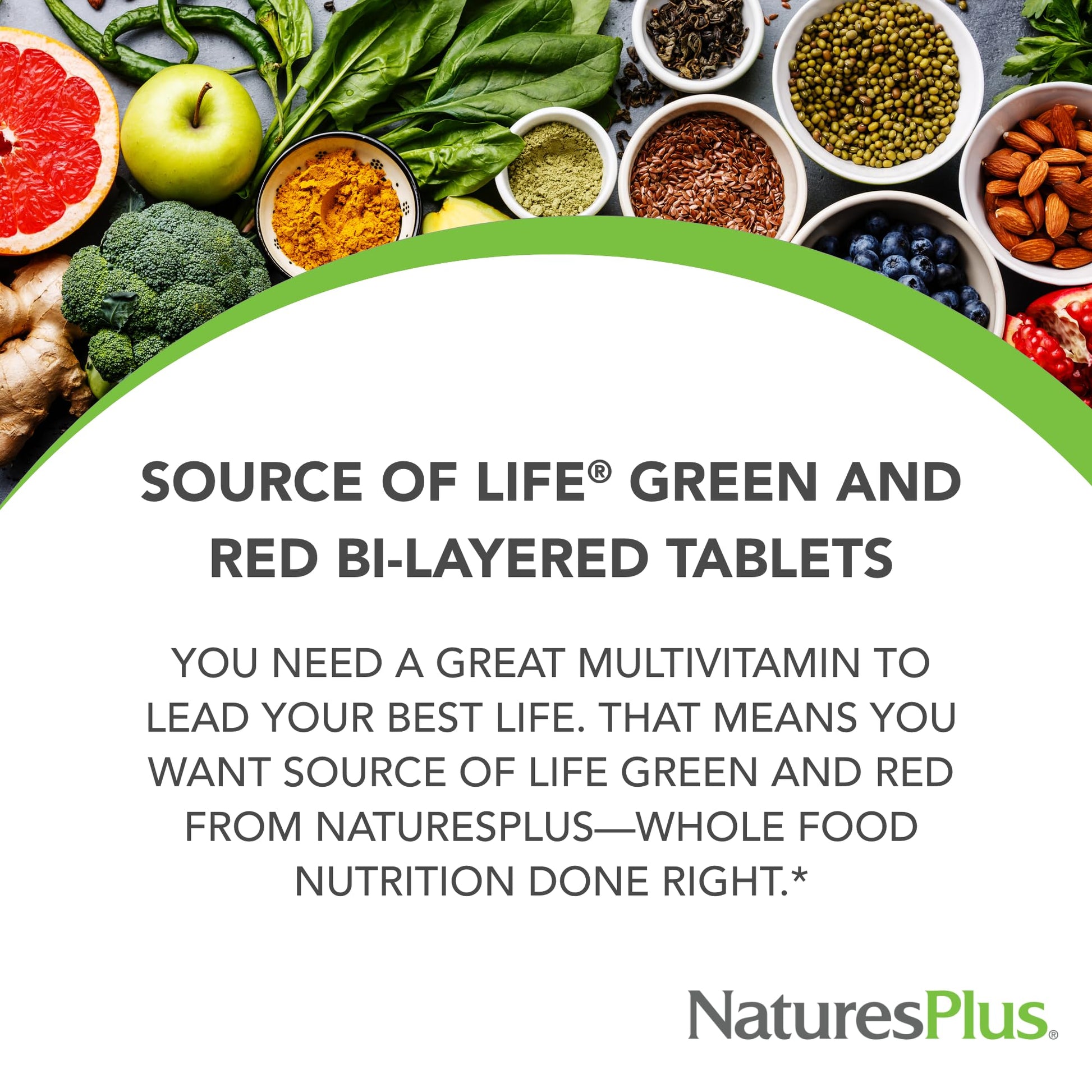 NaturesPlus Source of Life Green & Red Multivitamin - 90 Tablets - with Concentrated Whole Foods - Vegetarian, Gluten Free - 30 Servings - dailyvitalstore