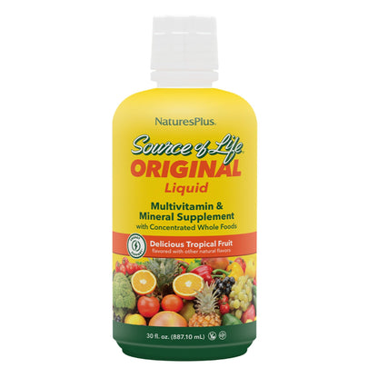 NaturesPlus Source of Life Liquid - 30 fl oz - Tropical Fruit Flavor - Wholefood Supplement, Energy Booster, Antioxidant - Vegetarian, Gluten-Free - 30 Servings - dailyvitalstore