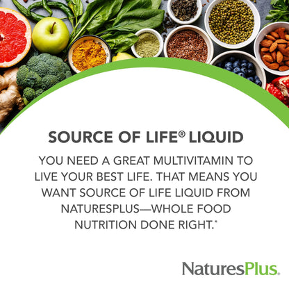 NaturesPlus Source of Life Liquid, Tropical Fruit - 8 fl oz - Multivitamin & Mineral Supplement - Gluten Free, Vegetarian - 8 Servings - dailyvitalstore