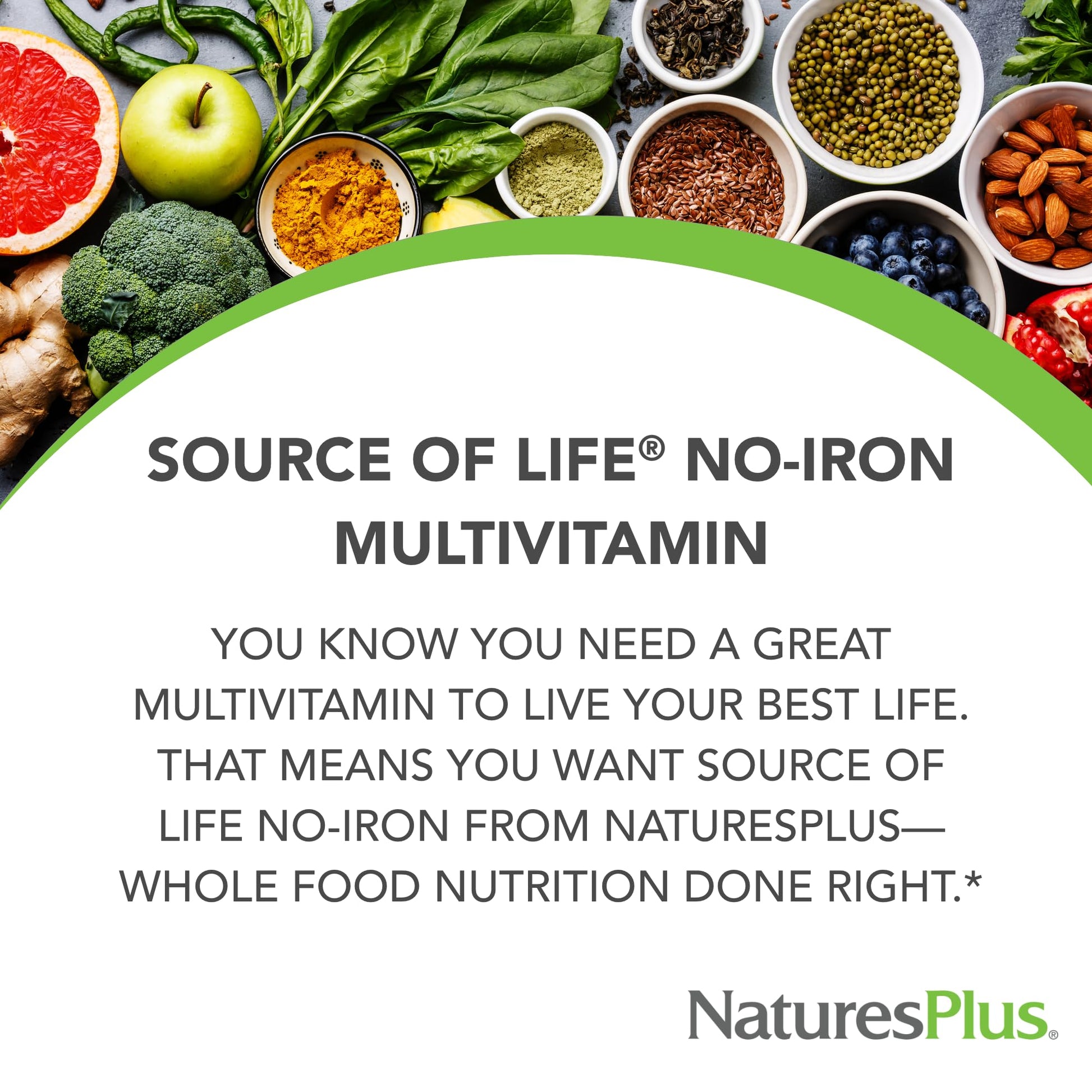 NaturesPlus Source of Life No Iron - 90 Tablets - Multivitamin & Mineral Supplement with Vitamin D3 - Supports Natural Energy & Well-Being - Gluten Free, Vegetarian - 30 Servings - dailyvitalstore