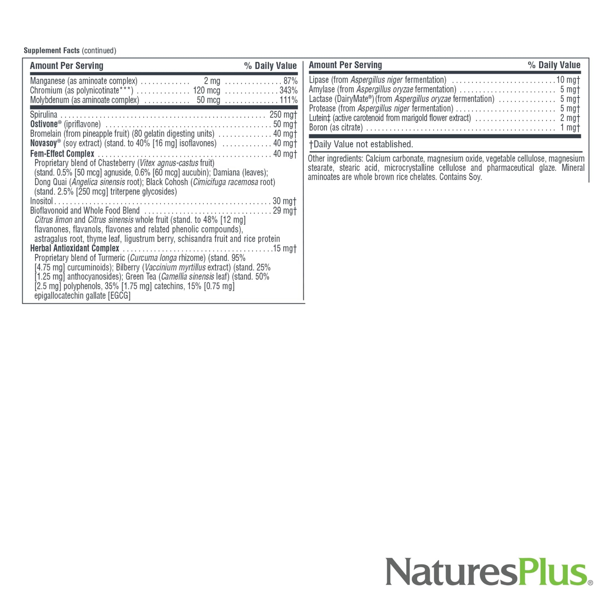 NaturesPlus Source of Life Women - 60 Tablets - Multivitamin & Mineral Supplement - with Iron, Calcium, Folate & Lutein - Gluten Free, Vegetarian - 30 Servings - dailyvitalstore
