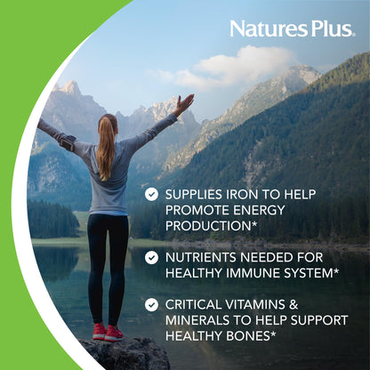 NaturesPlus Source of Life Women - 60 Tablets - Multivitamin & Mineral Supplement - with Iron, Calcium, Folate & Lutein - Gluten Free, Vegetarian - 30 Servings - dailyvitalstore