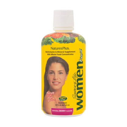 NaturesPlus Source of Life Women Liquid Multivitamin - 30 fl oz - Natural Berry Flavor - Whole Foods & Minerals - Healthy Immune System & Energy - Vegetarian, Gluten-Free - 30 Servings - dailyvitalstore