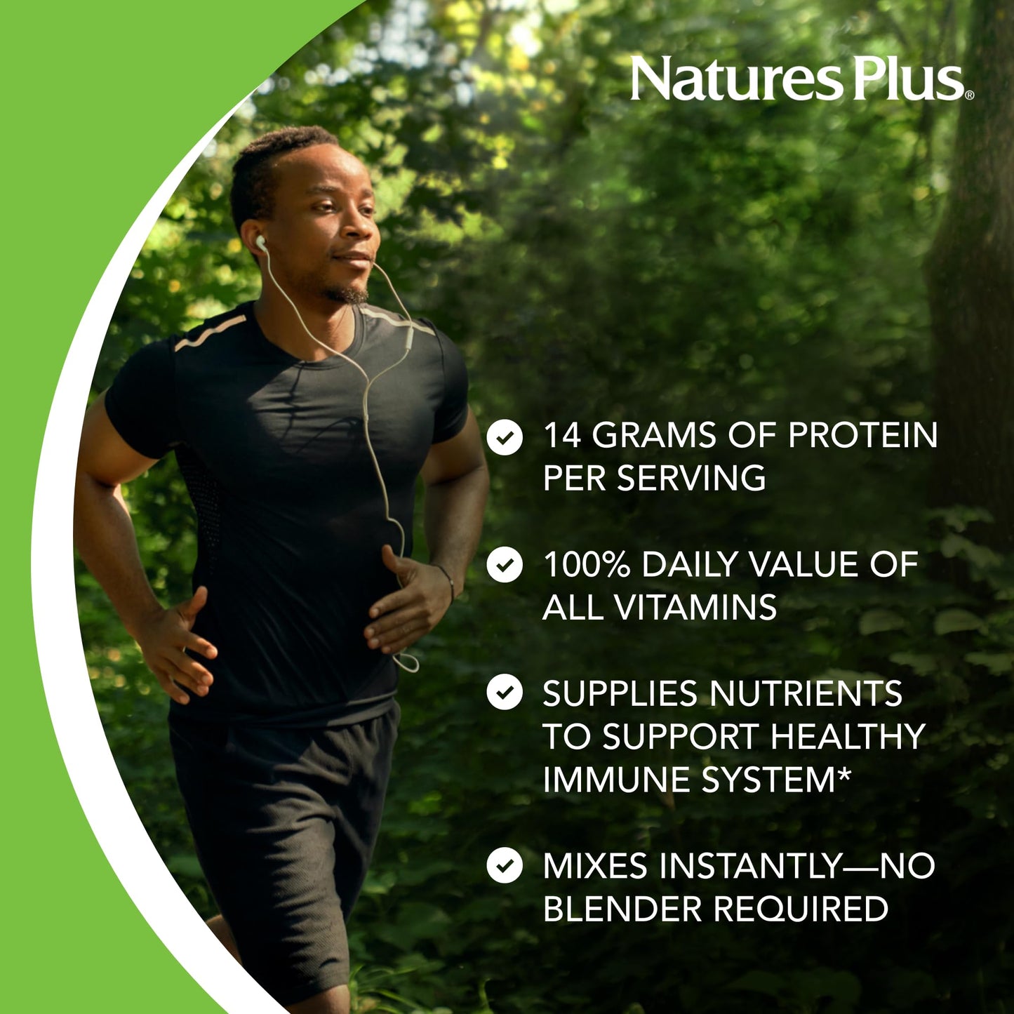 NaturesPlus SPIRU-TEIN, Chocolate - 1.05 lb - Plant-Based Protein Shake - Non-GMO, Vegetarian, Gluten Free - 17 Total Servings - dailyvitalstore