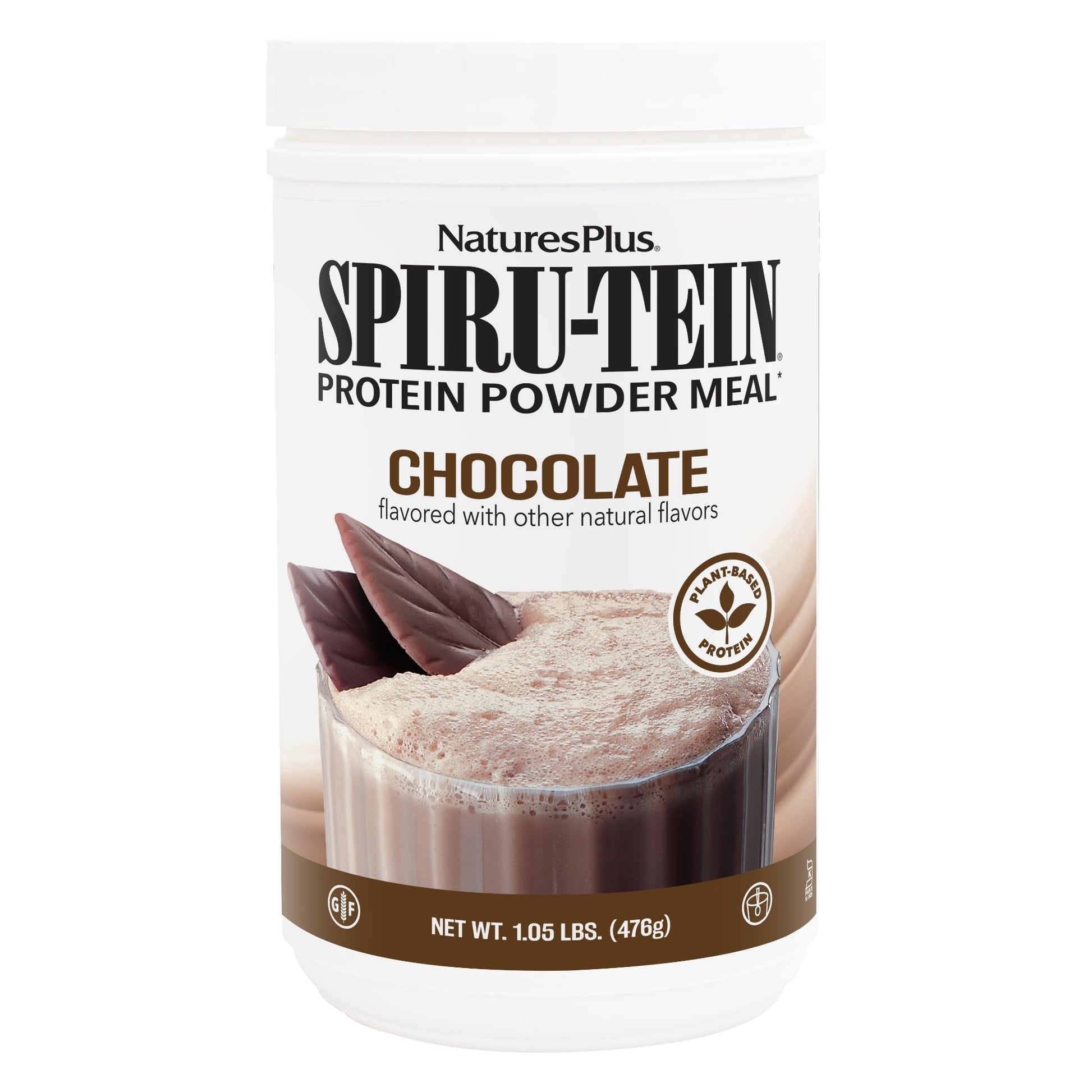 NaturesPlus SPIRU-TEIN, Chocolate - 1.05 lb - Plant-Based Protein Shake - Non-GMO, Vegetarian, Gluten Free - 17 Total Servings - dailyvitalstore