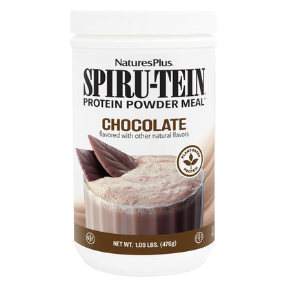 NaturesPlus SPIRU-TEIN, Chocolate - 1.05 lb - Plant-Based Protein Shake - Non-GMO, Vegetarian, Gluten Free - 17 Total Servings - dailyvitalstore