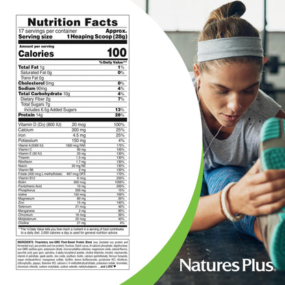 NaturesPlus SPIRU-TEIN, Chocolate - 1.05 lb - Plant-Based Protein Shake - Non-GMO, Vegetarian, Gluten Free - 17 Total Servings - dailyvitalstore