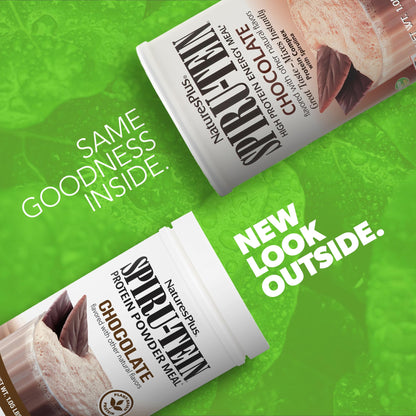 NaturesPlus SPIRU-TEIN, Chocolate - 1.05 lb - Plant-Based Protein Shake - Non-GMO, Vegetarian, Gluten Free - 17 Total Servings - dailyvitalstore