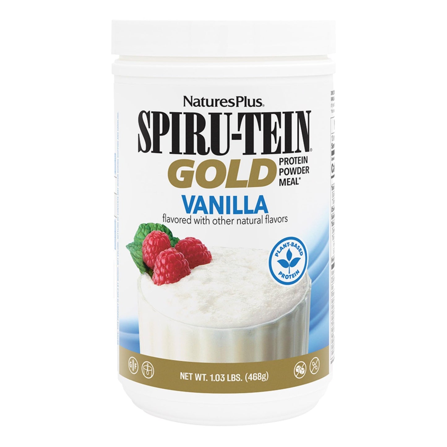 NaturesPlus SPIRU-TEIN GOLD, Vanilla - 1.03 lb - Plant-Based Protein Powder - Vitamins & Minerals for Energy - Vegetarian, Gluten Free - 13 Servings - dailyvitalstore