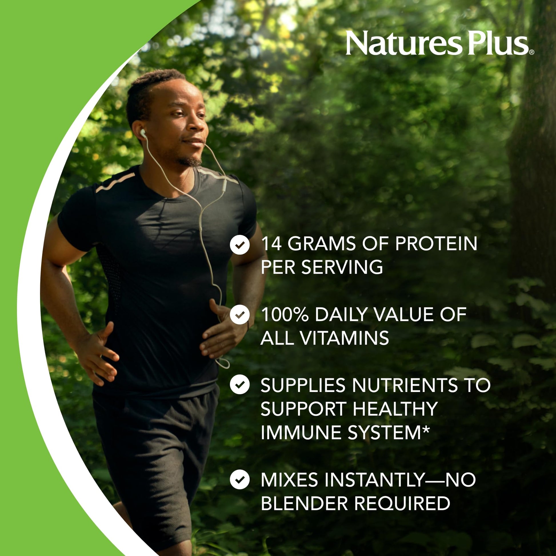 NaturesPlus SPIRU-TEIN, Peaches & Cream - 1.12 lb - Plant-Based Protein Powder - Vitamins & Minerals for Energy - Vegetarian, Gluten Free - 15 Servings - dailyvitalstore