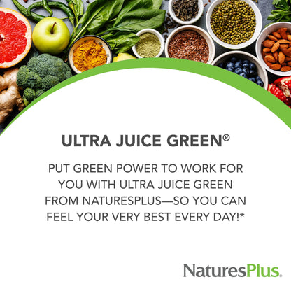 NaturesPlus Ultra Juice Green - 90 Bi-Layered Tablets - Supports Immune Health, Digestion & Energy Production - Organic, Non-GMO, Vegan, Gluten Free - 45 Servings - dailyvitalstore