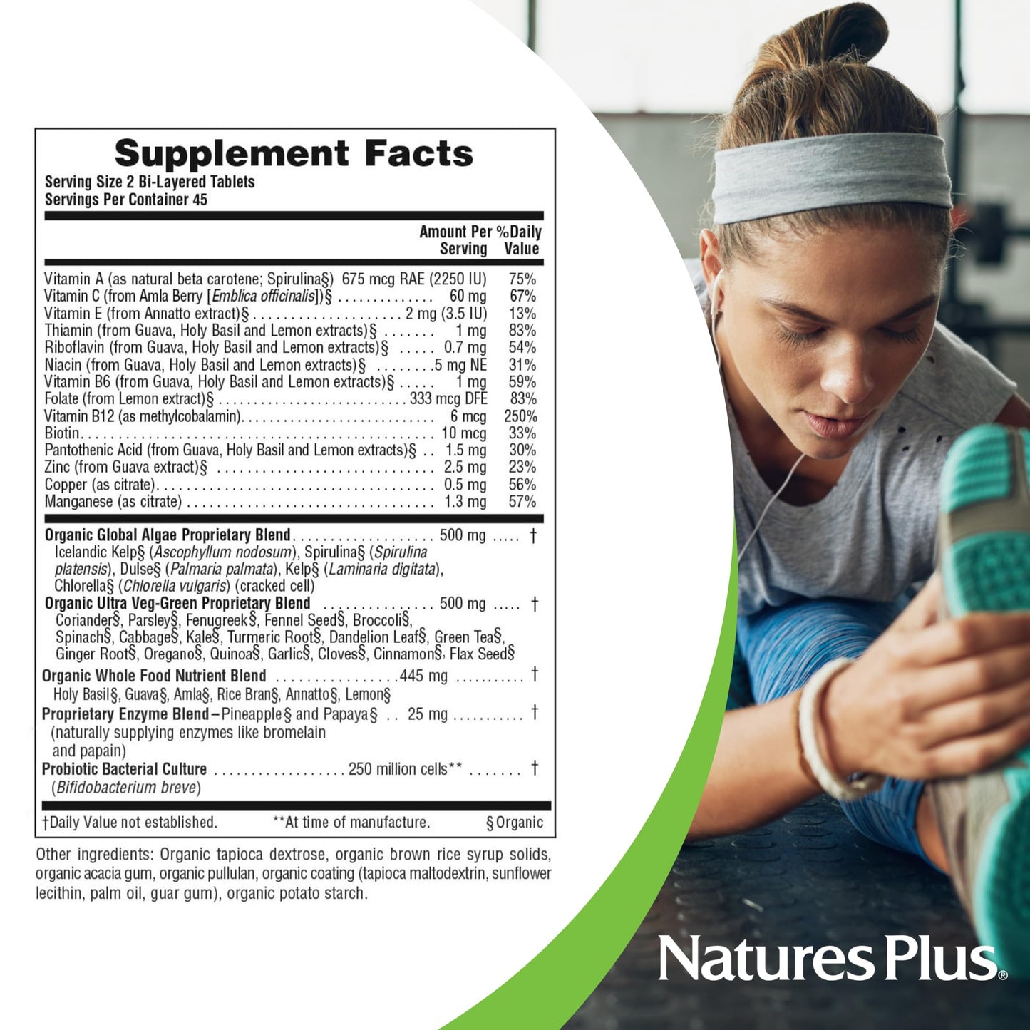 NaturesPlus Ultra Juice Green - 90 Bi-Layered Tablets - Supports Immune Health, Digestion & Energy Production - Organic, Non-GMO, Vegan, Gluten Free - 45 Servings - dailyvitalstore