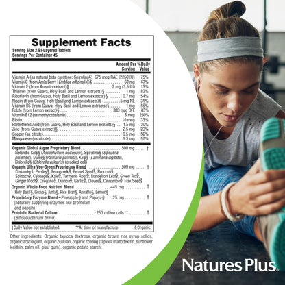 NaturesPlus Ultra Juice Green - 90 Bi-Layered Tablets - Supports Immune Health, Digestion & Energy Production - Organic, Non-GMO, Vegan, Gluten Free - 45 Servings - dailyvitalstore