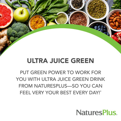 NaturesPlus Ultra Juice Green Drink - 1.32 lb - Supports Immune Health, Digestion & Energy Production - Organic, Non-GMO, Vegan, Gluten Free - 60 Servings - dailyvitalstore