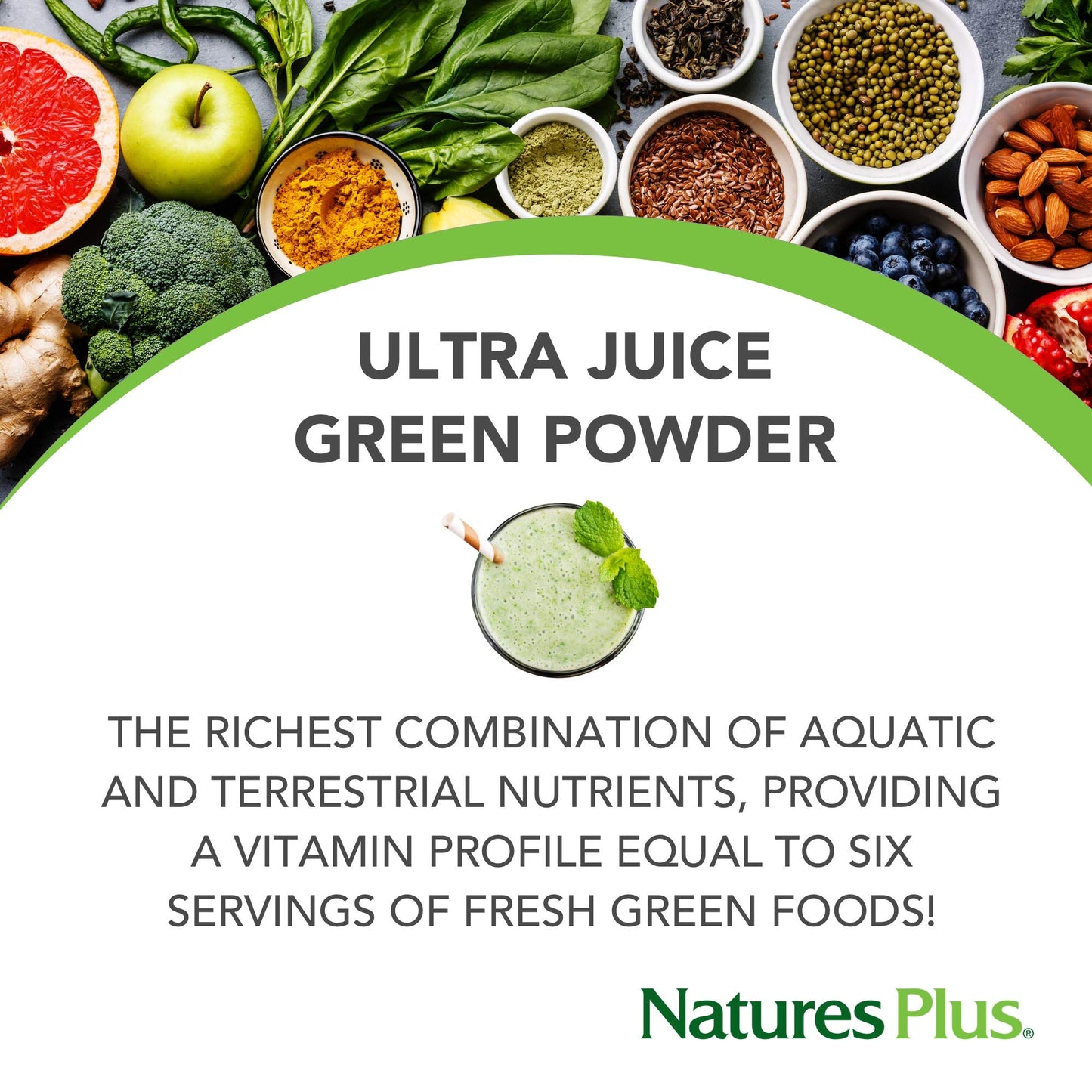 NaturesPlus Ultra Juice Green Drink - 1.32 lb - Supports Immune Health, Digestion & Energy Production - Organic, Non-GMO, Vegan, Gluten Free - 60 Servings - dailyvitalstore