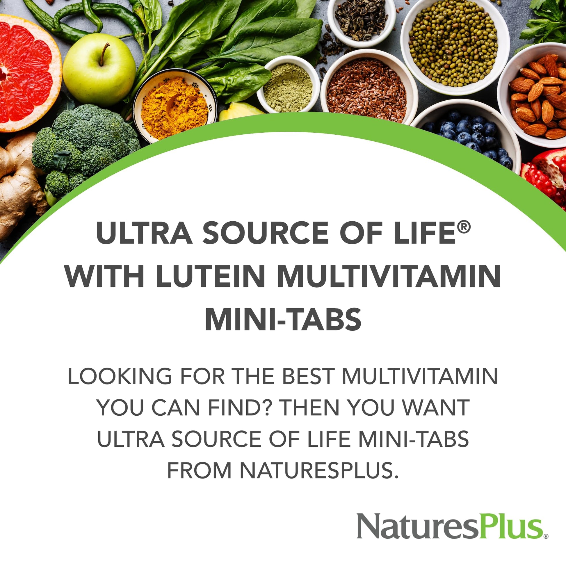 NaturesPlus Ultra Source of Life Multivitamin - 180 Mini-Tablets - with Whole Foods, Herbs, Lutein & Enzymes - Vegetarian, Gluten Free - 30 Servings - dailyvitalstore