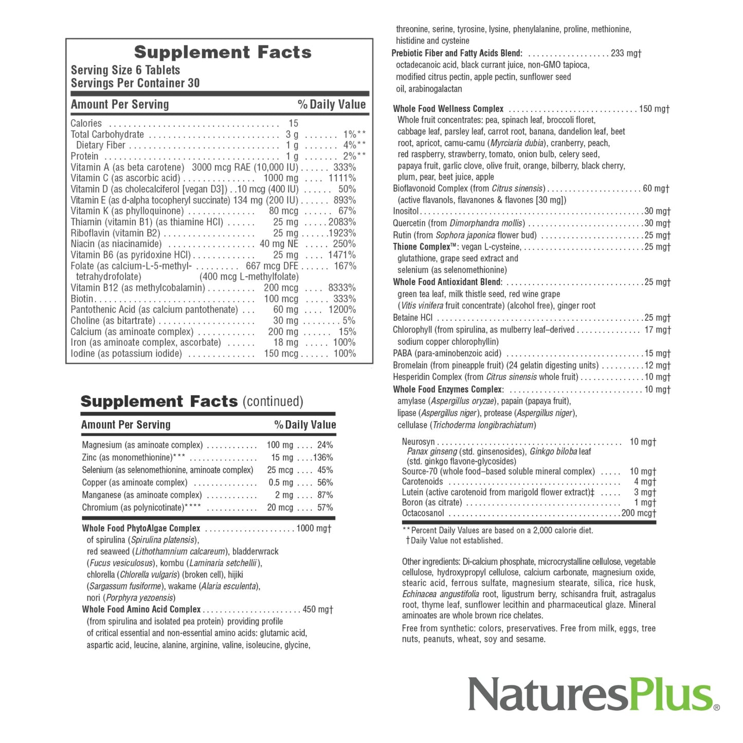 NaturesPlus Ultra Source of Life Multivitamin - 180 Mini-Tablets - with Whole Foods, Herbs, Lutein & Enzymes - Vegetarian, Gluten Free - 30 Servings - dailyvitalstore