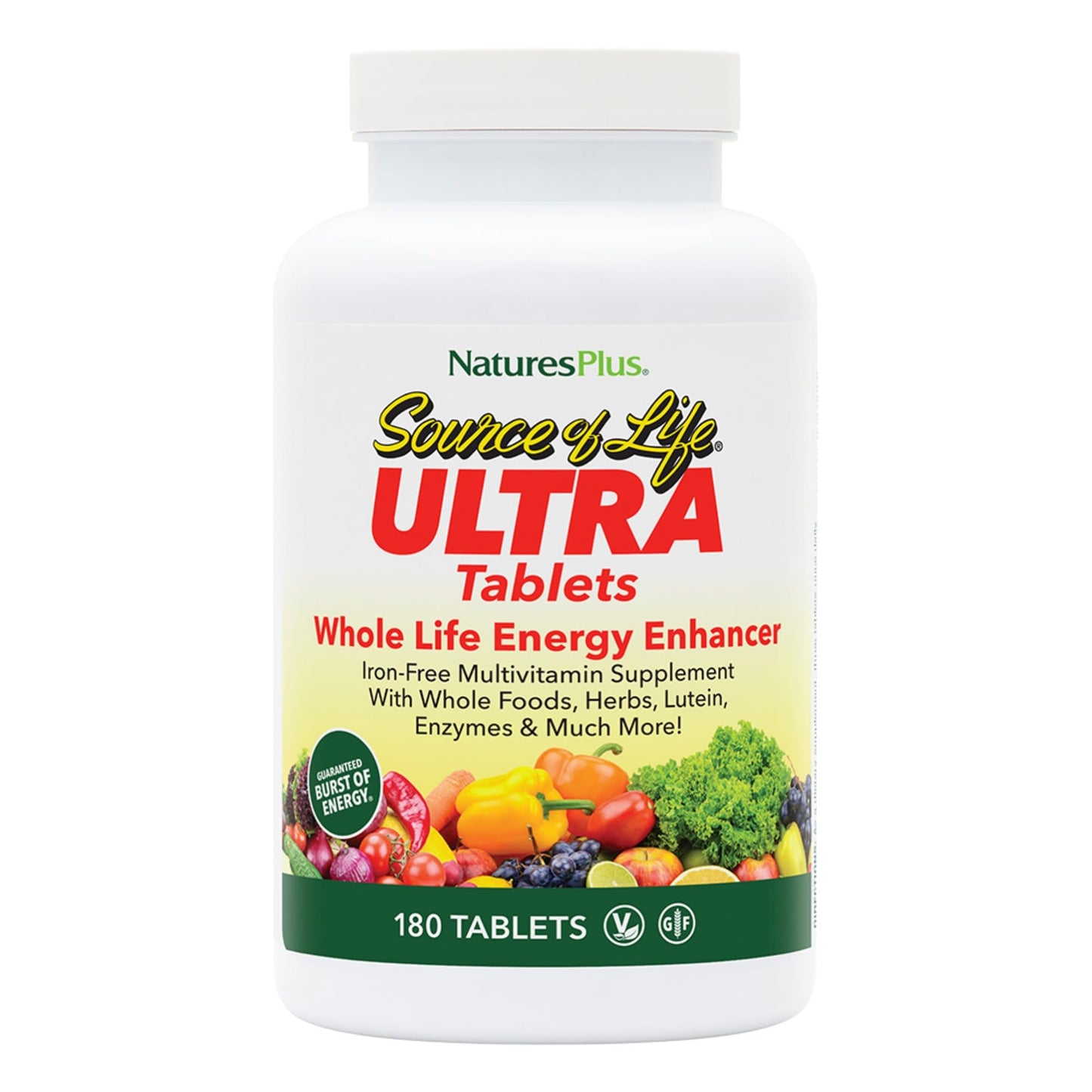 NaturesPlus Ultra Source of Life No-Iron Multivitamin - 180 Tablets - Supports Immune Health, Energy & Overall Well-Being - with Lutein & Vitamin D3 - Vegetarian & Gluten Free - 60 Servings - dailyvitalstore