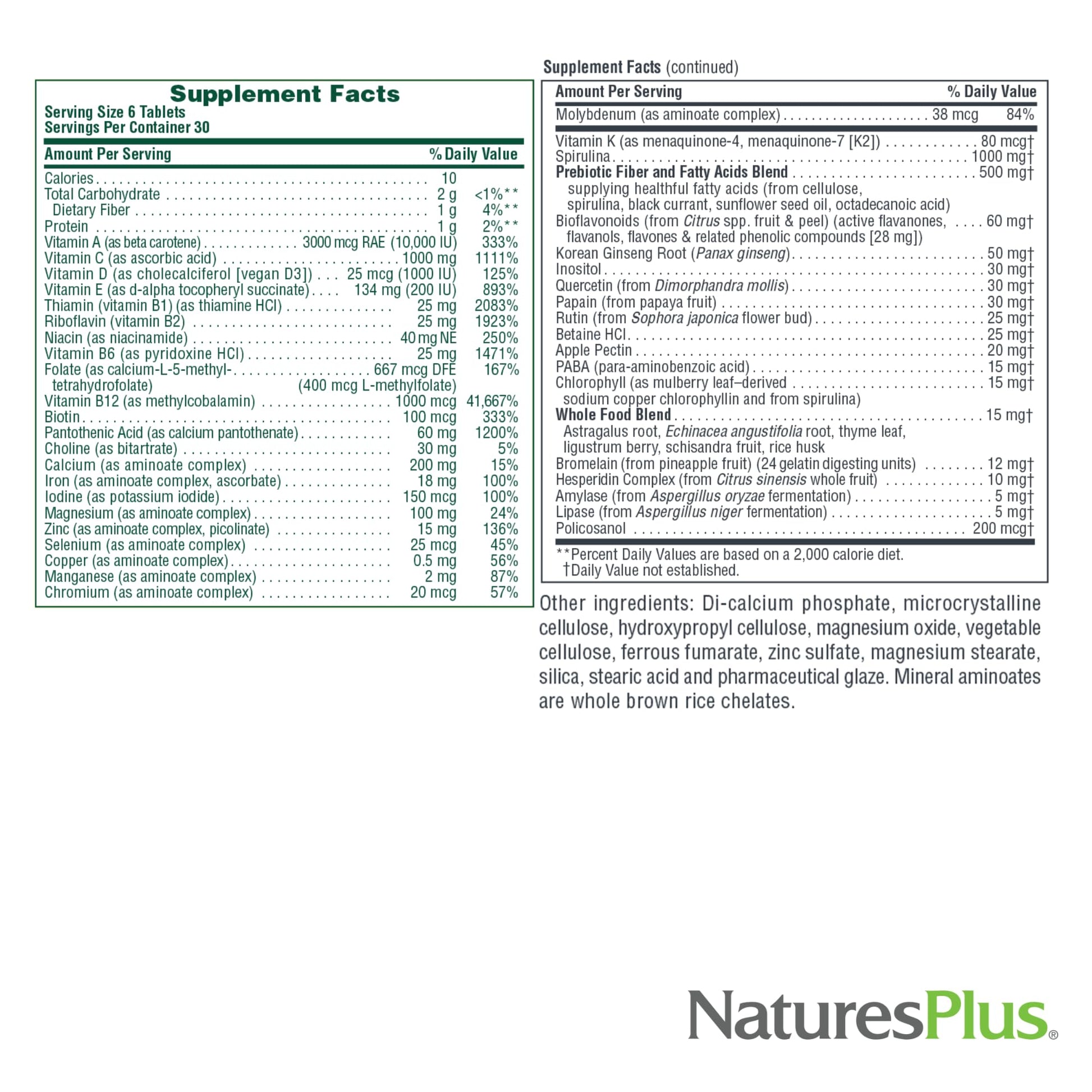 NaturesPlus Ultra Source of Life with Lutein - 180 Tablets - Multivitamin Supplement with Whole Foods - Supports Natural Energy & Overall Well-Being - Gluten Free, Vegetarian - 60 Servings - dailyvitalstore
