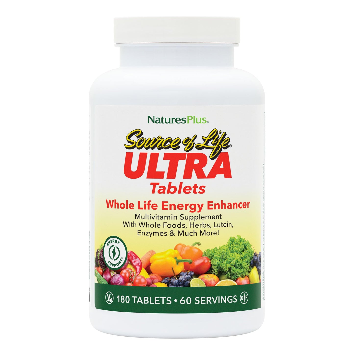 NaturesPlus Ultra Source of Life with Lutein - 180 Tablets - Multivitamin Supplement with Whole Foods - Supports Natural Energy & Overall Well-Being - Gluten Free, Vegetarian - 60 Servings - dailyvitalstore