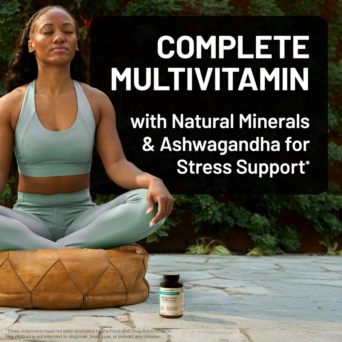 NatureWise Multivitamin for Women + Stress Support with Organic Whole Foods & Natural Minerals - B-Complex + Vitamin C + D3 K2 for Immunity, Hair, Skin & Nails - Non-GMO - 60 Capsules[30-Day Supply] - dailyvitalstore
