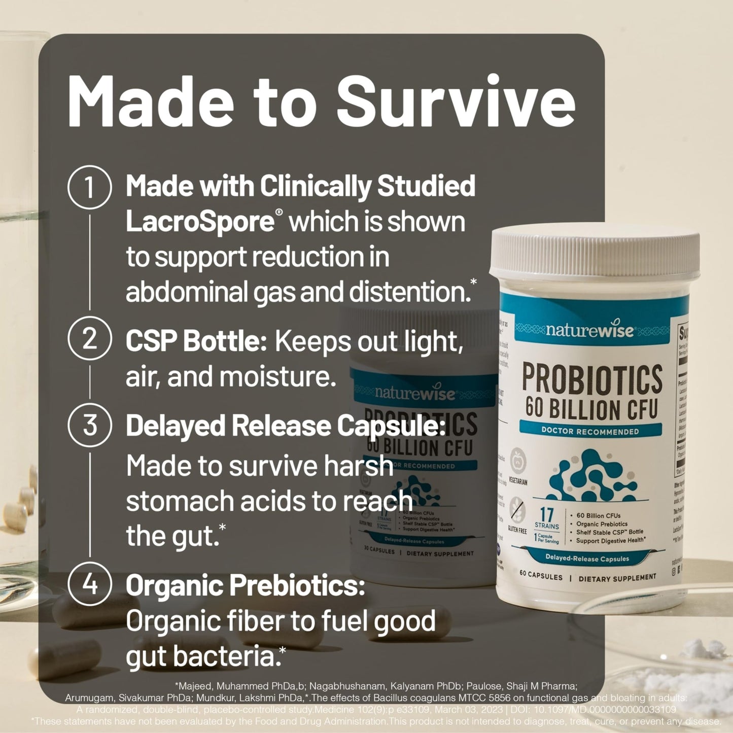 NatureWise Probiotics 60 Billion CFU - 17 Strains + Organic Prebiotics - Immune, Digestive & Gut Health Support for Women & Men - Vegetarian, Gluten-Free, - dailyvitalstore