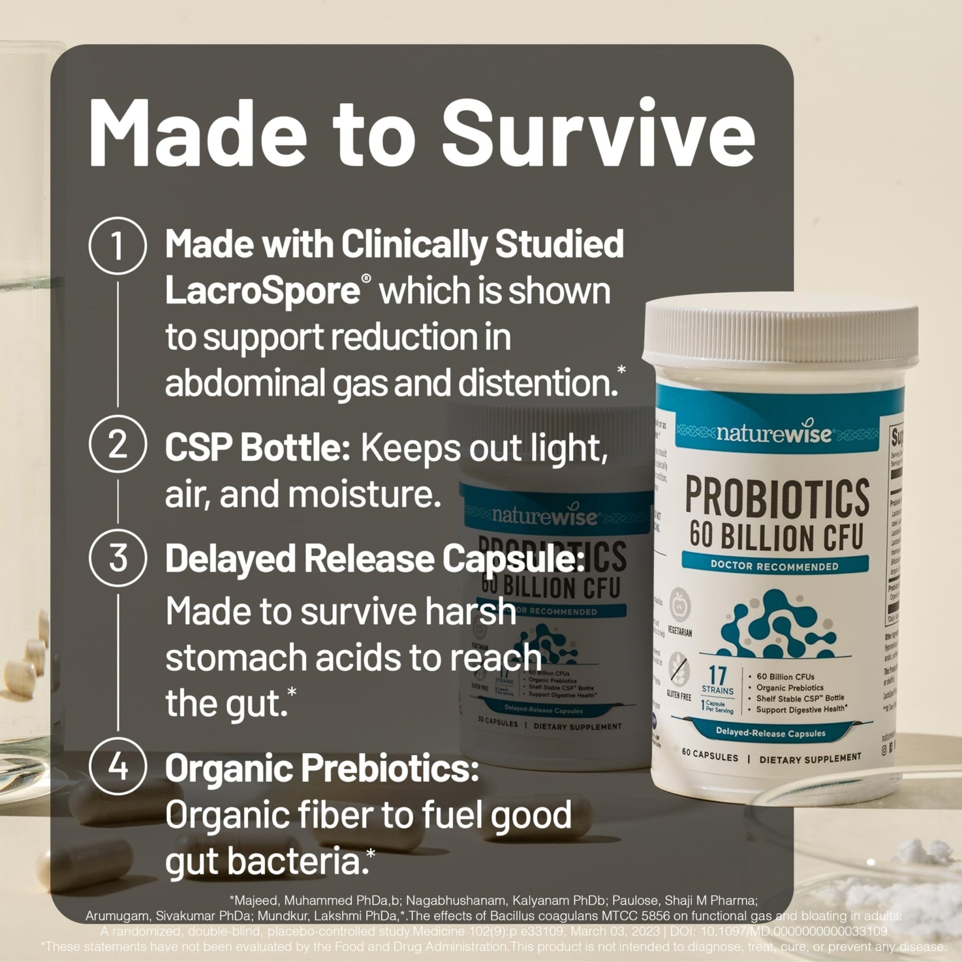 NatureWise Probiotics 60 Billion CFU - 17 Strains + Organic Prebiotics - Immune, Digestive & Gut Health Support for Women & Men - Vegetarian, Gluten-Free, - dailyvitalstore