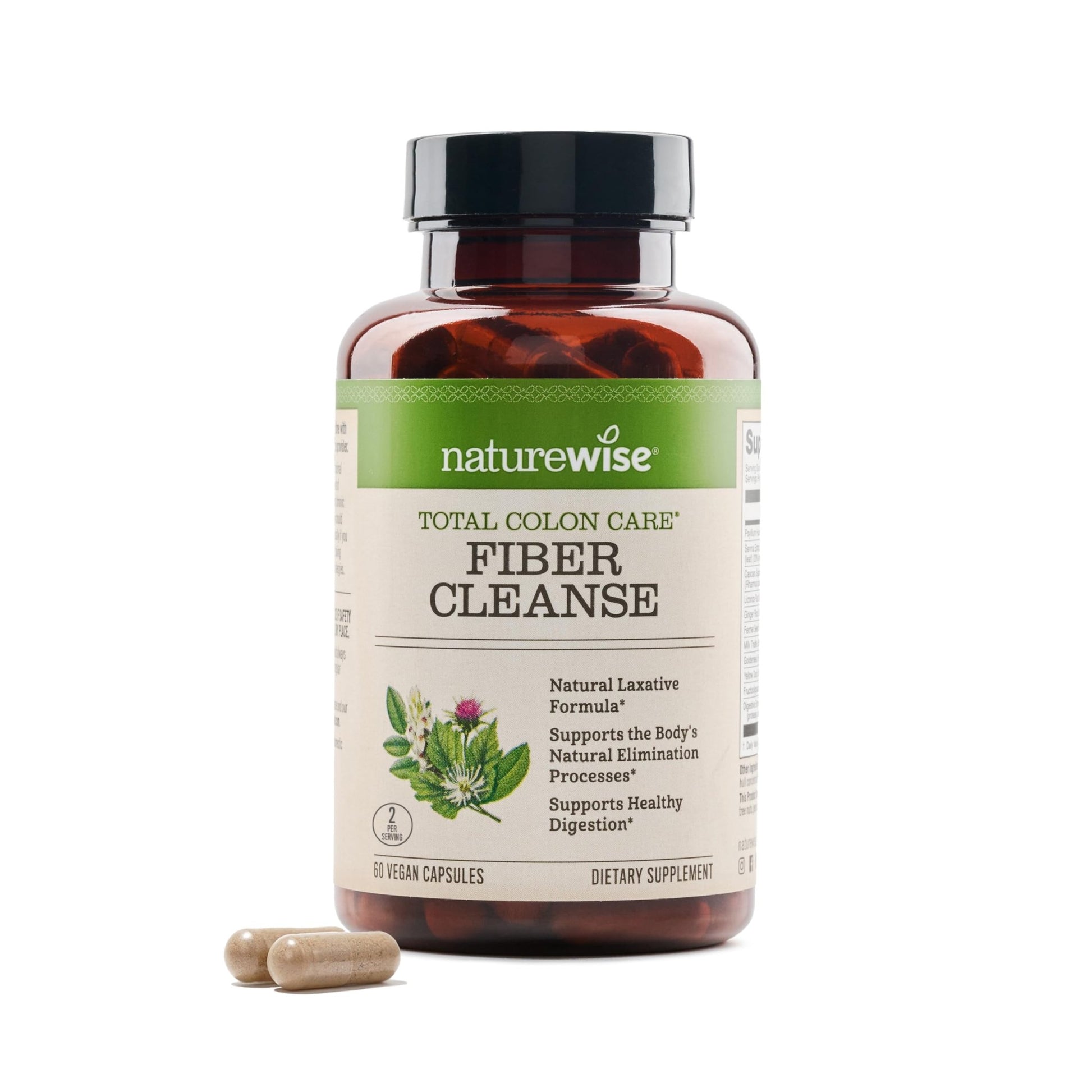 NatureWise Total Colon Care Fiber Cleanse - Natural Laxative Blend - Herbal Laxatives, Prebiotics, & Enzymes for Regularity, Digestion, Weight & Gut Health - dailyvitalstore