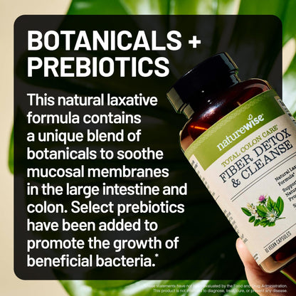 NatureWise Total Colon Care Fiber Cleanse - Natural Laxative Blend - Herbal Laxatives, Prebiotics, & Enzymes for Regularity, Digestion, Weight & Gut Health - dailyvitalstore