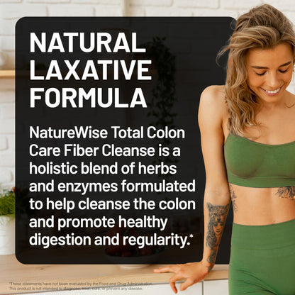 NatureWise Total Colon Care Fiber Cleanse - Natural Laxative Blend - Herbal Laxatives, Prebiotics, & Enzymes for Regularity, Digestion, Weight & Gut Health - dailyvitalstore