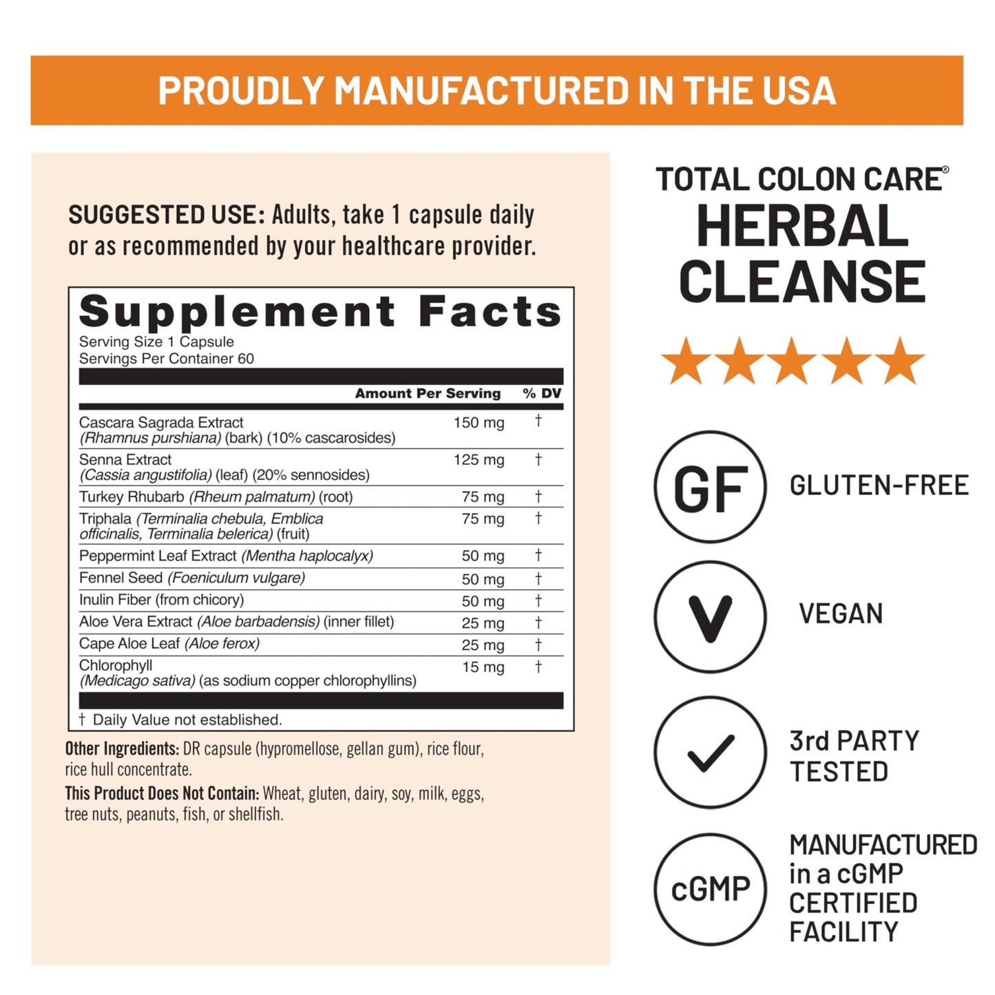 Naturewise Total Colon Care Herbal Cleanse - With Prebiotics, Botanicals, & Antioxidants - for Regular Bowel Movement, Digestion, Gut Health - Vegan, Gluten-Free - dailyvitalstore