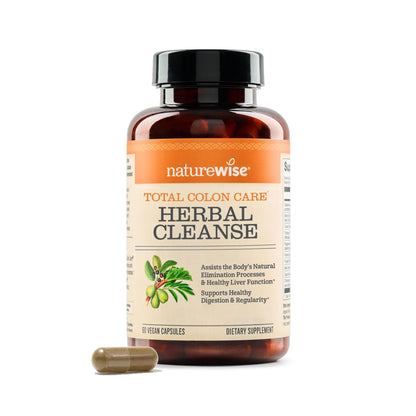 Naturewise Total Colon Care Herbal Cleanse - With Prebiotics, Botanicals, & Antioxidants - for Regular Bowel Movement, Digestion, Gut Health - Vegan, Gluten-Free - dailyvitalstore