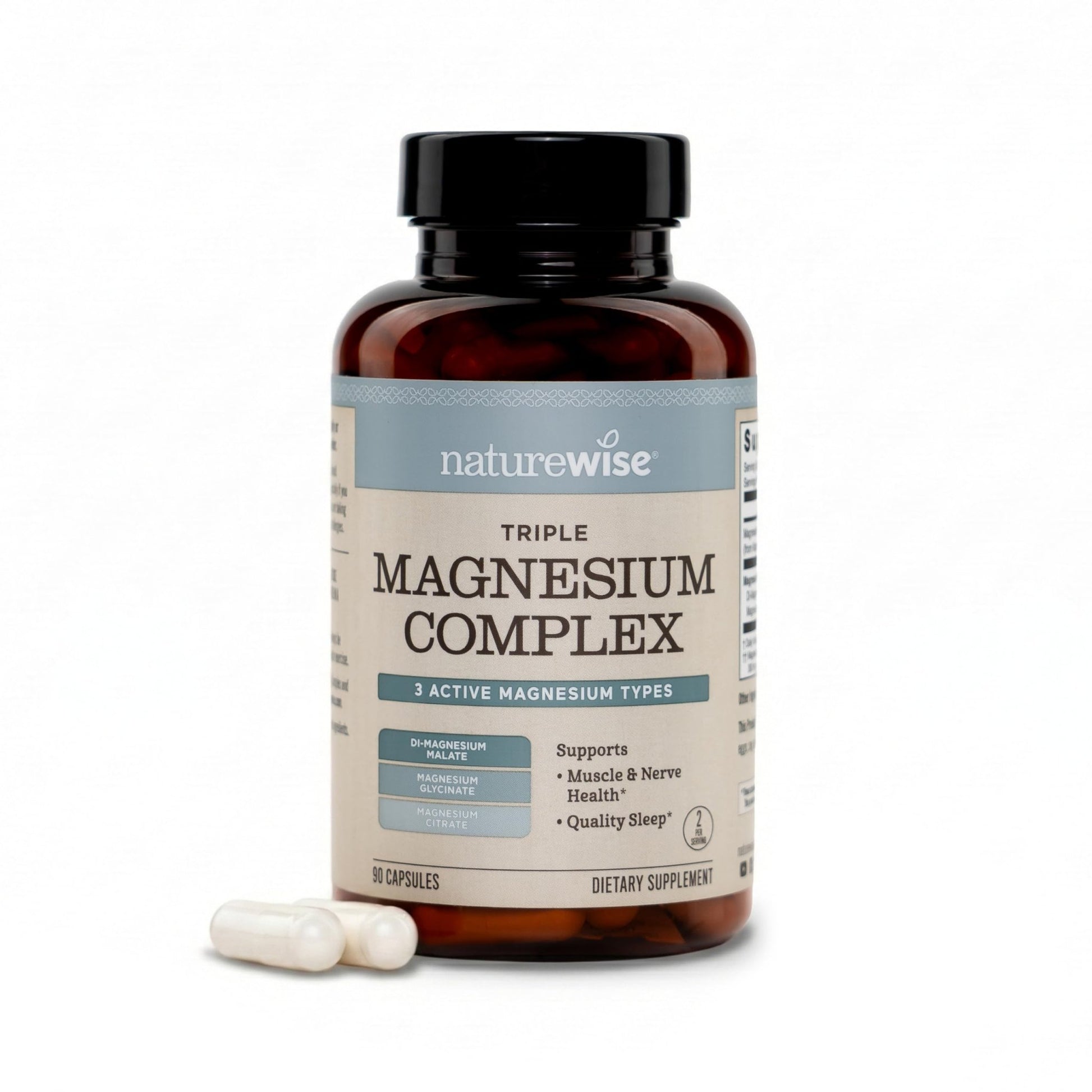 NatureWise Triple Magnesium Complex - High Absorption Magnesium Glycinate + Malate + Citrate for Muscle Nerve & Sleep Support - Vegan 90 Capsules - dailyvitalstore